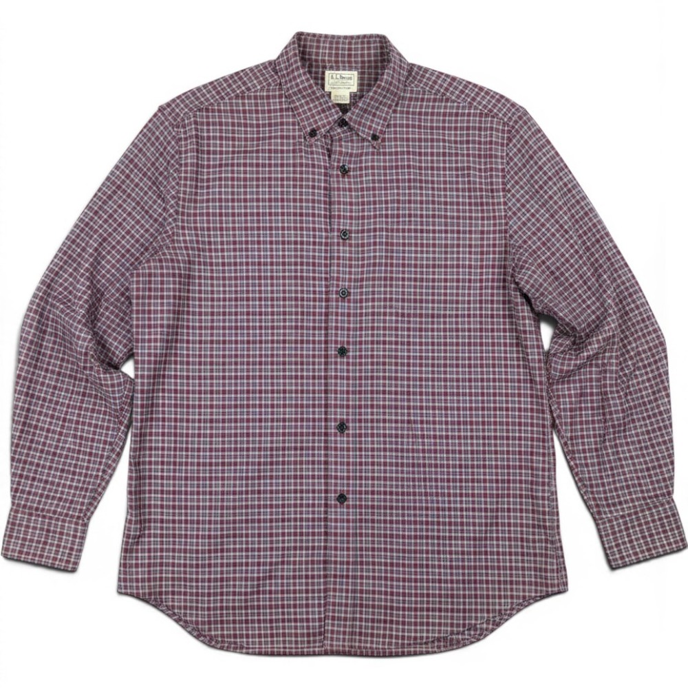 L.L.Bean Button Down Shirt Mens XL-Tall Red Blue Plaid ItemID 508222